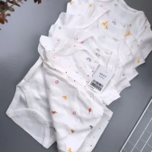 Next White 5 Pack 100% Cotton Short Sleeve Baby Bodysuits – Essential Comfort for Your Little One