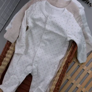 Neutral Long Sleeve Sleepsuits – 3-Pack of Soft Cotton Baby Sleepwear