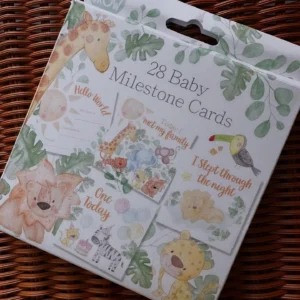 Hugs and Kisses Baby Milestone Cards – 28 Illustrated Memory Cards for First-Year Moments