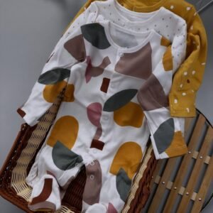 Abstract & Spotty Sleepsuits – 3-Pack 100% Cotton Baby Sleepwear (Built-In Mitts & Grippy Soles)