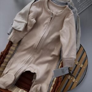 3 piece double zipper cotton sleepsuits