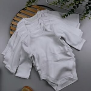 White Long Sleeve Bodysuits 5 Pack G