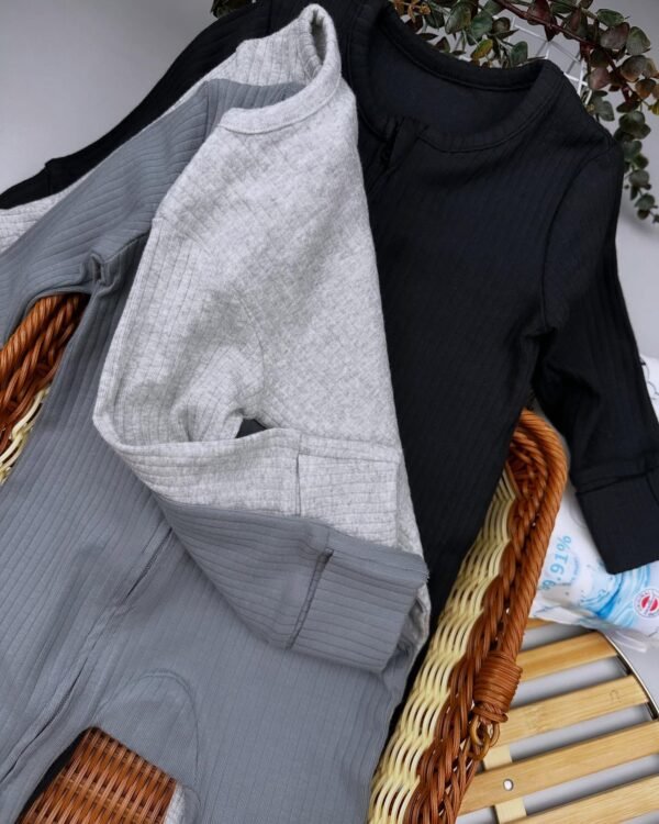 3 piece double zipper cotton sleepsuits - Image 2
