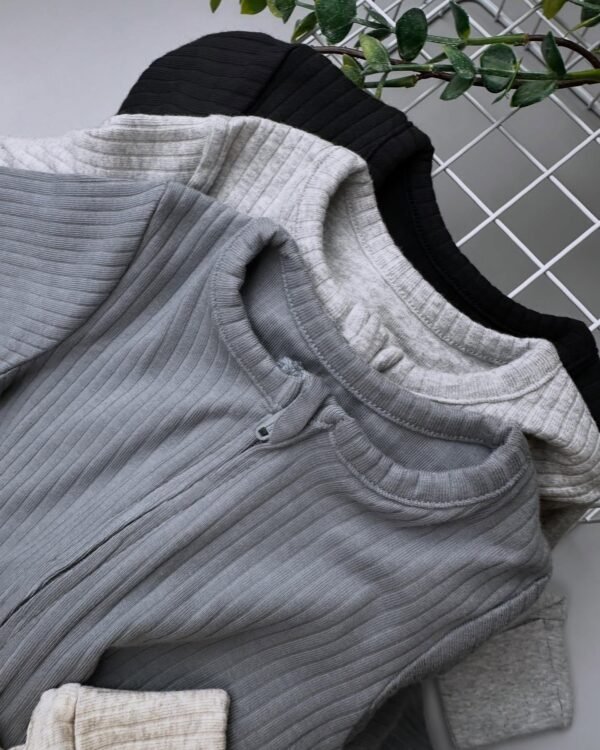 3 piece double zipper cotton sleepsuits - Image 3