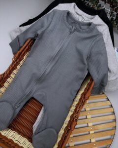 3 piece double zipper cotton sleepsuits