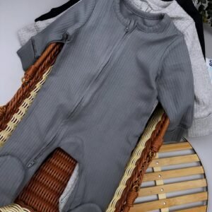 3 piece double zipper cotton sleepsuits