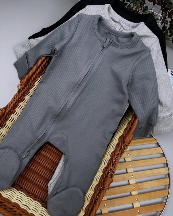 3 piece double zipper cotton sleepsuits