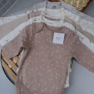White 5-Pack Long Sleeve 100% Cotton Baby Bodysuits – Essential Layering for Your Little One
