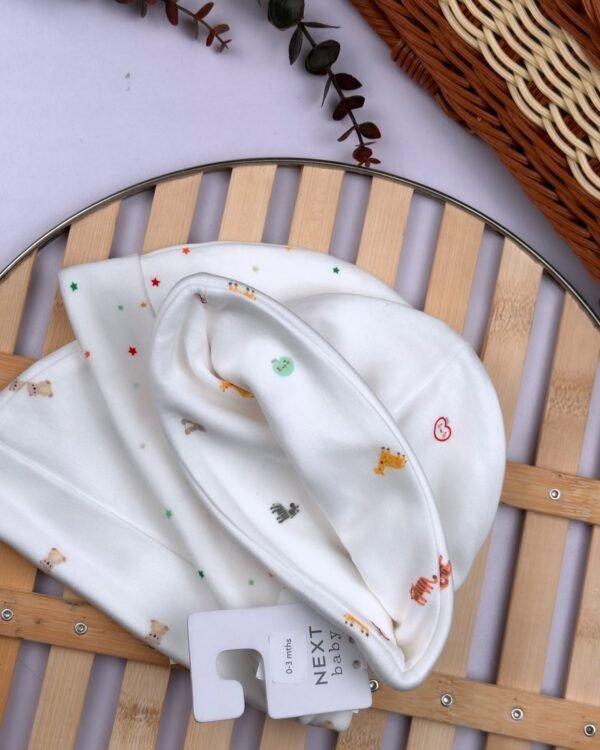 White Bright Baby Beanie Hats | 3 Pack - 100% Cotton | Newborn-3 Months - Image 3