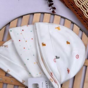 White Bright Baby Beanie Hats | 3 Pack - 100% Cotton | Newborn-3 Months