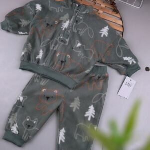 Green Woodland Fleece Zip Sweatshirt and Jogger set