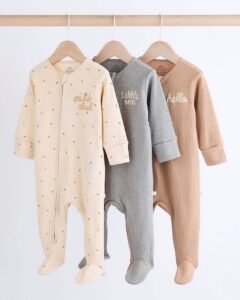 Neutral Milk Club Baby Two-Way Zip 100% Cotton Sleepsuits – 3 Pack