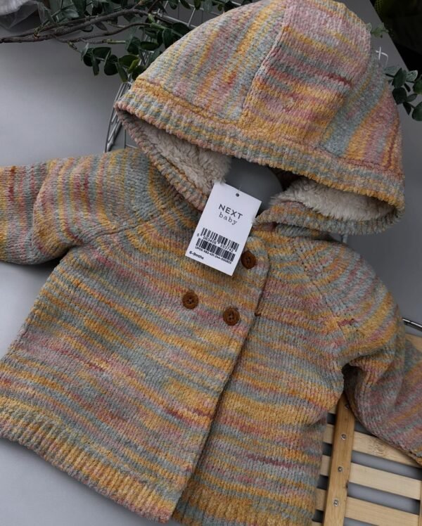 Multi-Colored Baby Fleece-Lined Knitted Cardigan