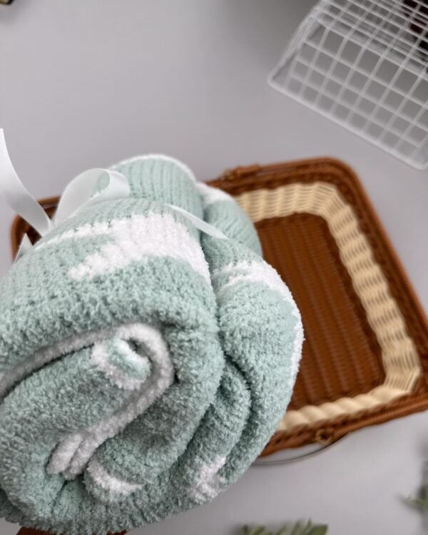 Mint Star Chenille Baby Blanket - Image 2