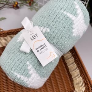 Mint Star Chenille Baby Blanket