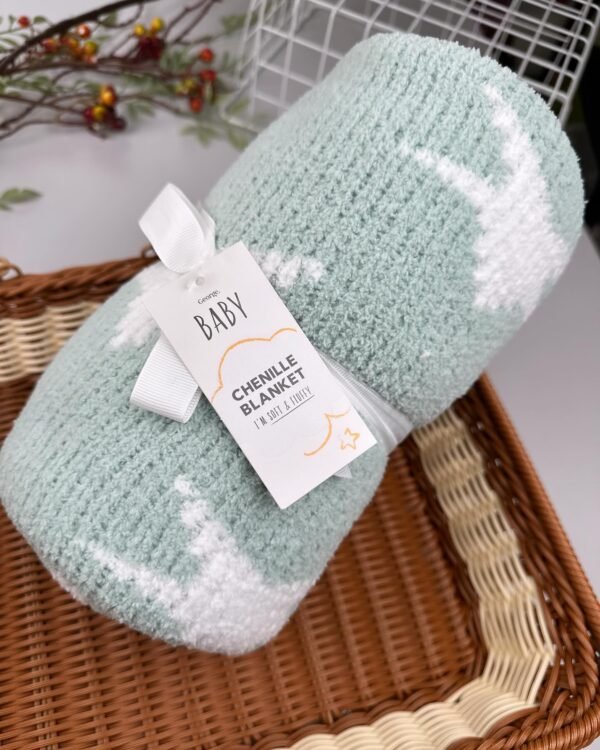 Mint Star Chenille Baby Blanket