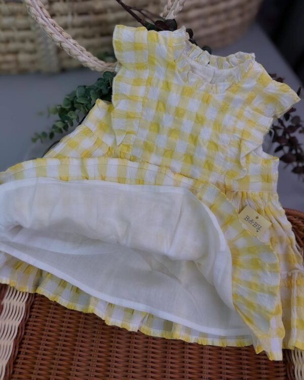 Baby Girl Yellow Check Dress - Image 2
