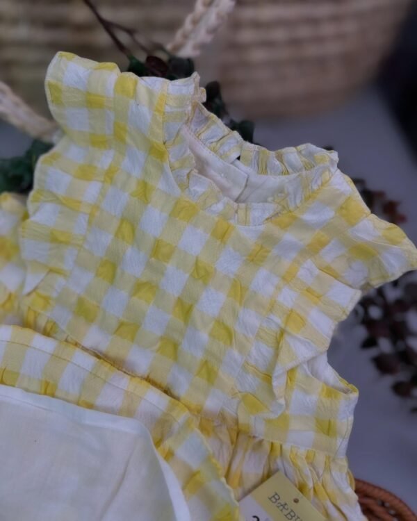 Baby Girl Yellow Check Dress - Image 3