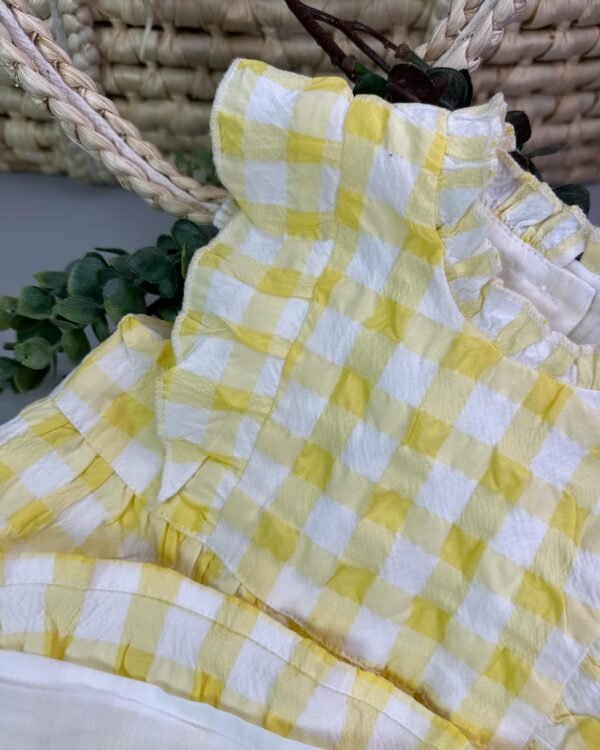 Baby Girl Yellow Check Dress - Image 4
