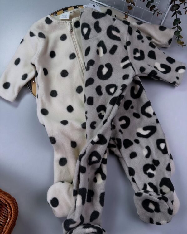 Neutral Animal Baby Microfleece Zip Sleepsuits – 2 Pack - Image 2