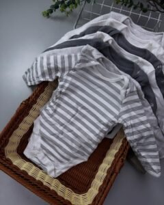 Grey Smile Slogan Long Sleeve Baby Bodysuit Set – 7-Pack of Soft Cotton Essentials