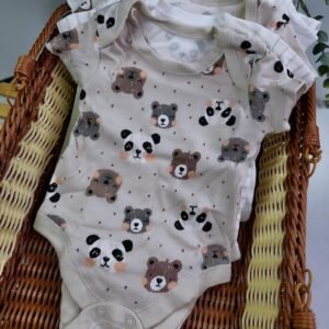 Baby Beige Panda Stripe Bodysuits (Newborn-24mths) 5-Pack
