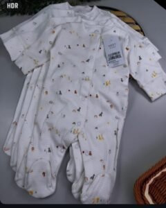 White Bright Character Baby Sleepsuits – 4 Pack