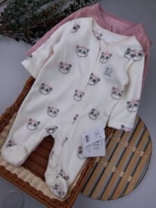 Pink Animal Baby Microfleece Zip Sleepsuits – 2 Pack