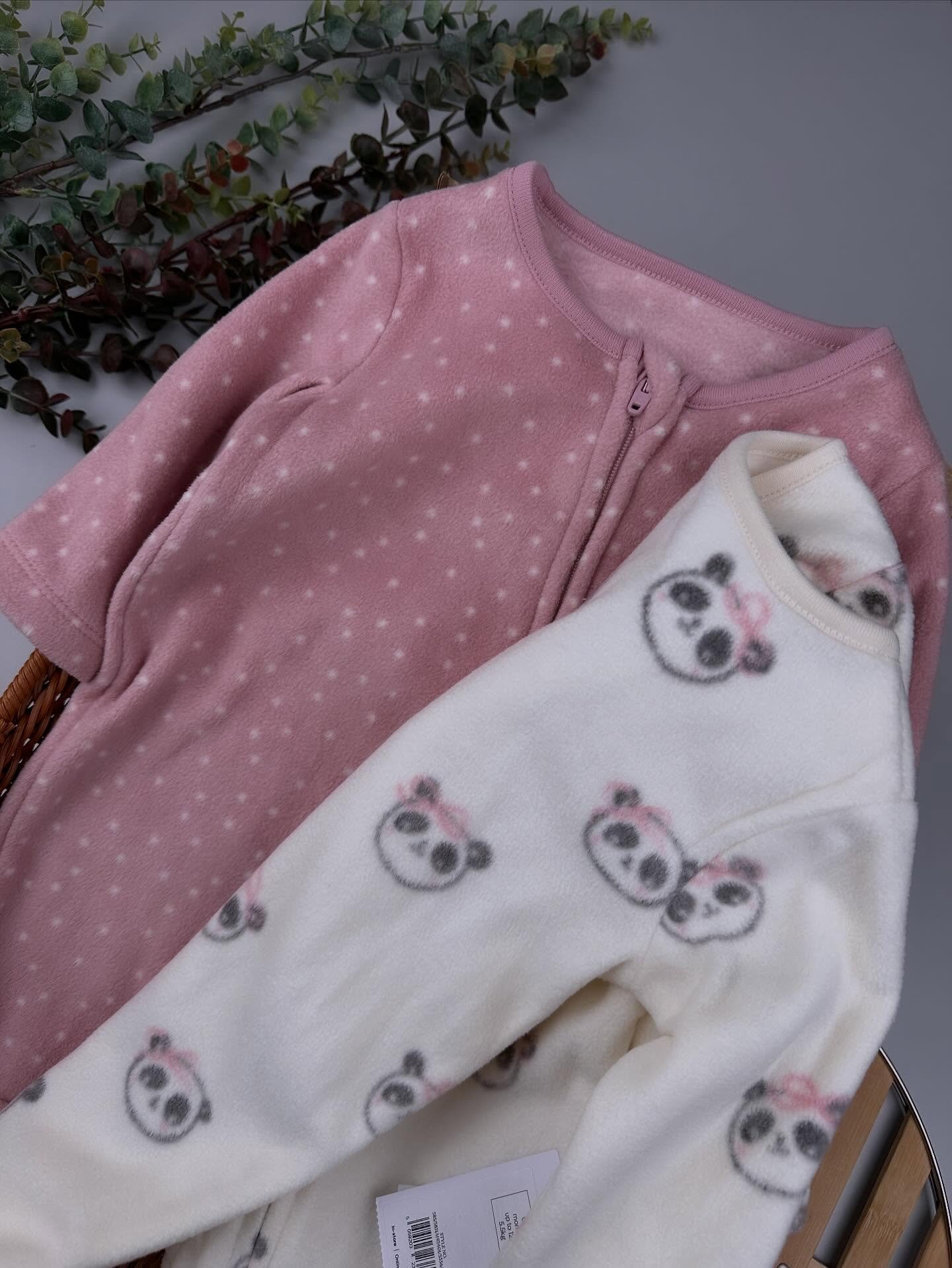 Pink Animal Baby Microfleece Zip Sleepsuits – 2 Pack - Image 3