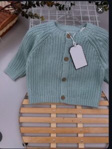 Cotton Knit Baby Sage Cardigan