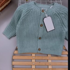 Cotton Knit Baby Sage Cardigan