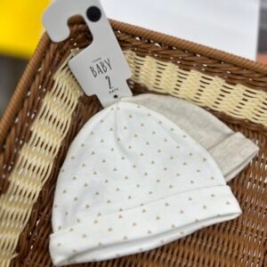 Neutral Cotton Baby Newborn Hats 2 Pack