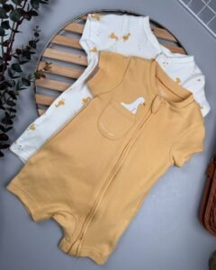 2 Pack Unisex Baby Rompers – 100% Cotton Short Sleeve Summer Essentials