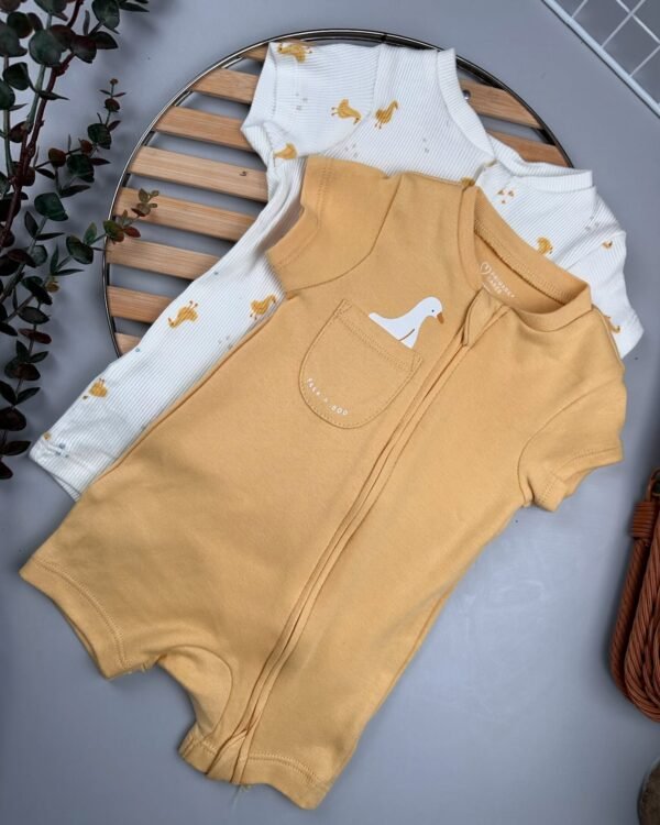 2 Pack Unisex Baby Rompers – 100% Cotton Short Sleeve Summer Essentials