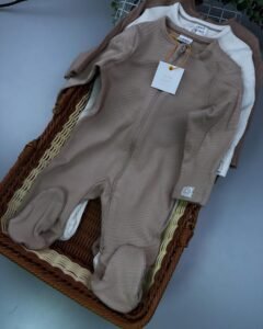 Baby Ribbed Zip Sleepsuit – 3-Pack Cotton Two-Way Zip Sleepwear (0–24M)
