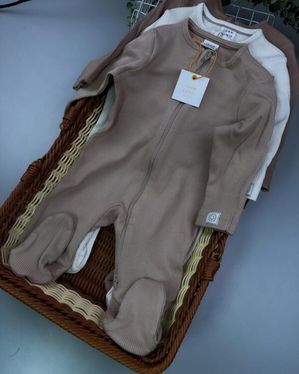 Baby Ribbed Zip Sleepsuit – 3-Pack Cotton Two-Way Zip Sleepwear (0–24M)