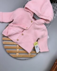 Pink Knit Baby Cardigan – Fully Lined Soft Warm Outerwear (0–24M)