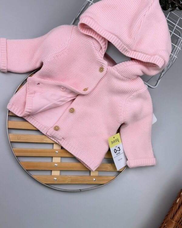 Pink Knit Baby Cardigan – Fully Lined Soft Warm Outerwear (0–24M)
