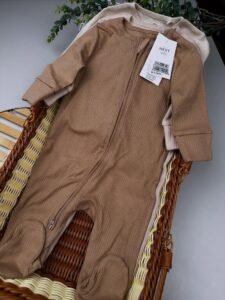 Baby Ribbed Zip Sleepsuit – 3-Pack Cotton Two-Way Zip Sleepwear (0–24M)