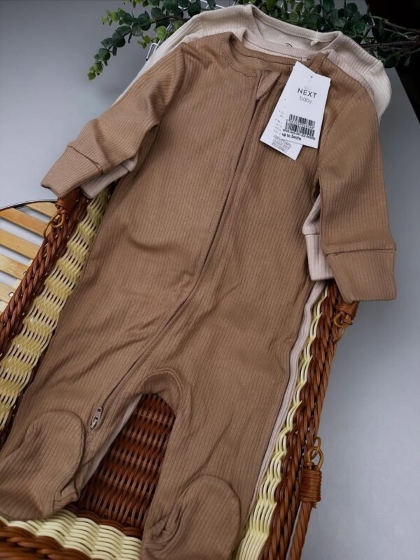 Baby Ribbed Zip Sleepsuit – 3-Pack Cotton Two-Way Zip Sleepwear (0–24M)