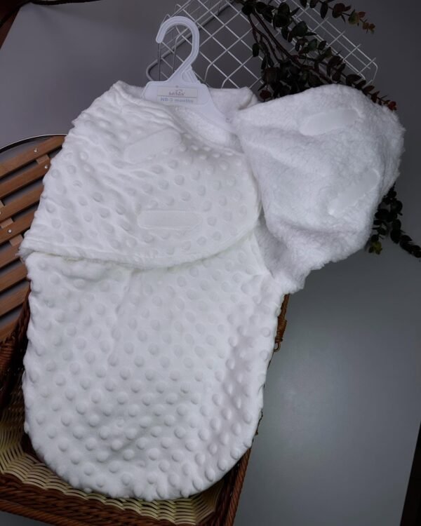 White Baby Swaddle Wrap – Ultra-Soft Newborn Sleep Cocoon for 0–3 Months - Image 2
