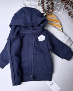 Baby Zip Up Hoodies 2 Pack – Navy & Grey Soft Jersey Cotton Blend Layers