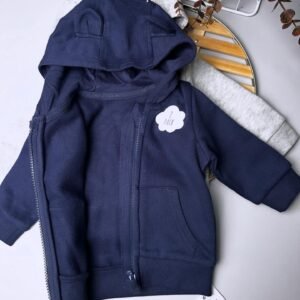 Baby Zip Up Hoodies 2 Pack – Navy & Grey Soft Jersey Cotton Blend Layers