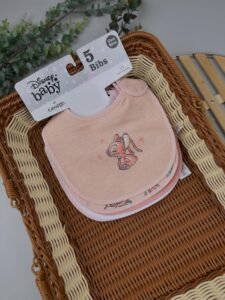 Pink Baby Bibs 5 Pack – Easy-Fasten Feeding Bibs with Wipeable Back