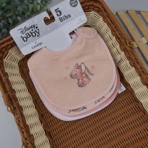 Pink Baby Bibs 5 Pack – Easy-Fasten Feeding Bibs with Wipeable Back