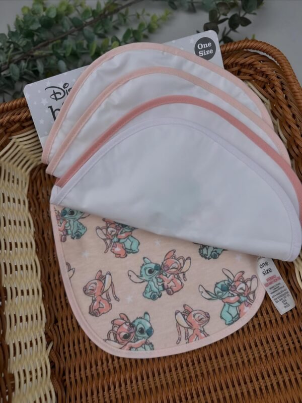 Pink Baby Bibs 5 Pack – Easy-Fasten Feeding Bibs with Wipeable Back - Image 2