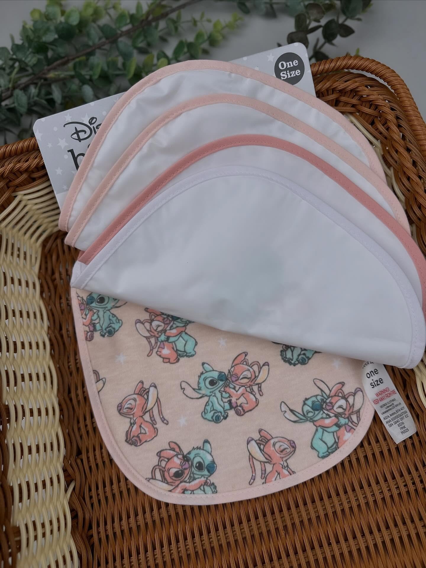 Pink Baby Bibs 5 Pack – Easy-Fasten Feeding Bibs with Wipeable Back - Image 2