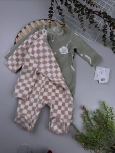 Fleece Sleepsuits 2 Pack – Soft Zip-Up Baby Sleepwear with Grip Soles