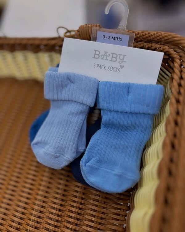 Baby Blue Ribbed Socks (4 Pack) | Cozy Newborn Socks Kenya