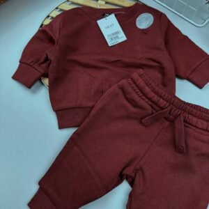 Burgundy Red Baby Sweatshirt & Joggers Set – Cotton Blend